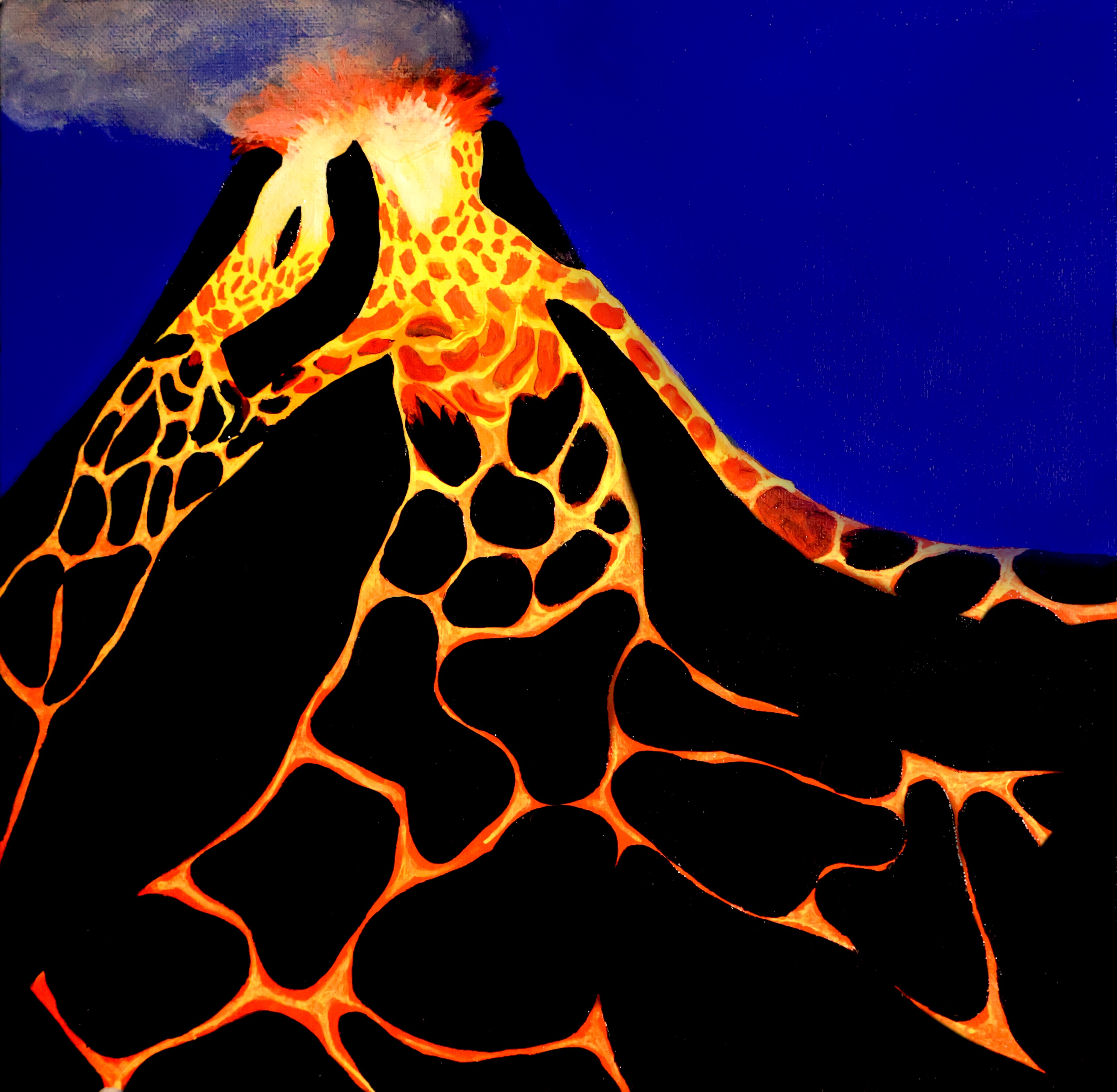 painting of a valcano